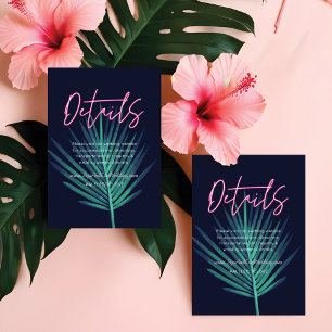 Electric Love Neon Pink Tropical Retro Wedding Enclosure Card