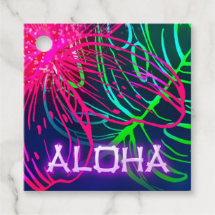Electric Luau Tropical Night Neon Aloha Party Favour Tags