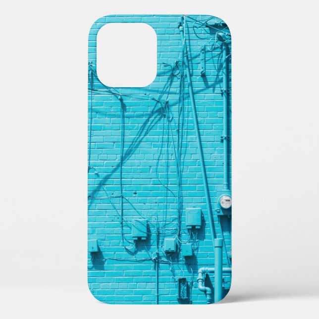 ELECTRIC METER ON BLUE BRICK WALL Case-Mate iPhone CASE (Back)