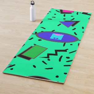 Electric Mint 80s Memphis Abstract Monogram Yoga Mat