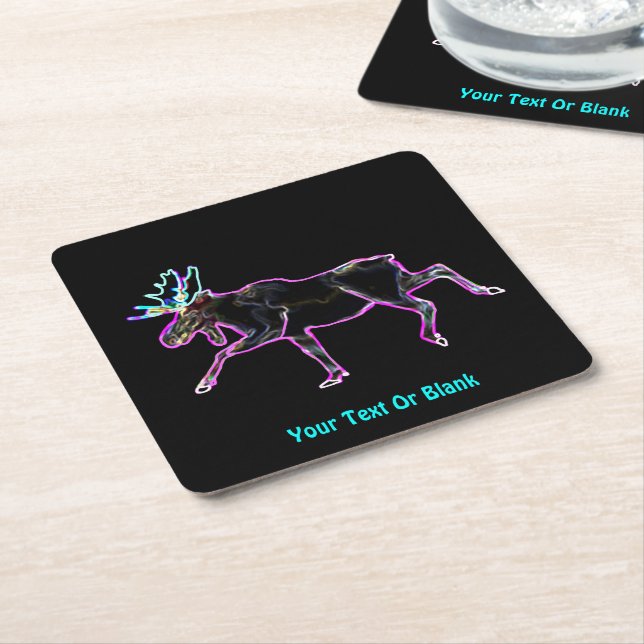 Electric Moose Square Paper Coaster (Angled)
