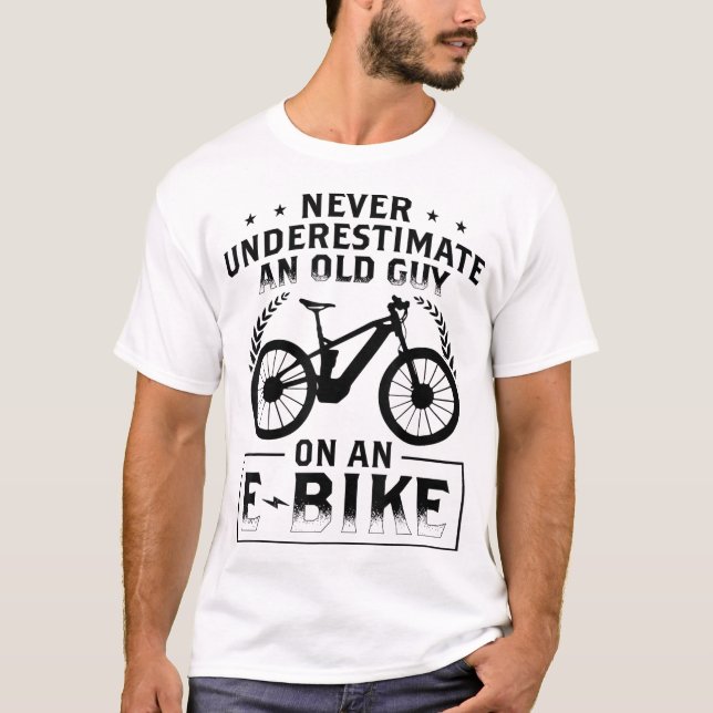 Electric Mountain Bike Dad E-Bike Cycling T-Shirt (Front)
