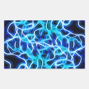 Electric Neon Aqua Blue Teal Lightning Rectangular Sticker