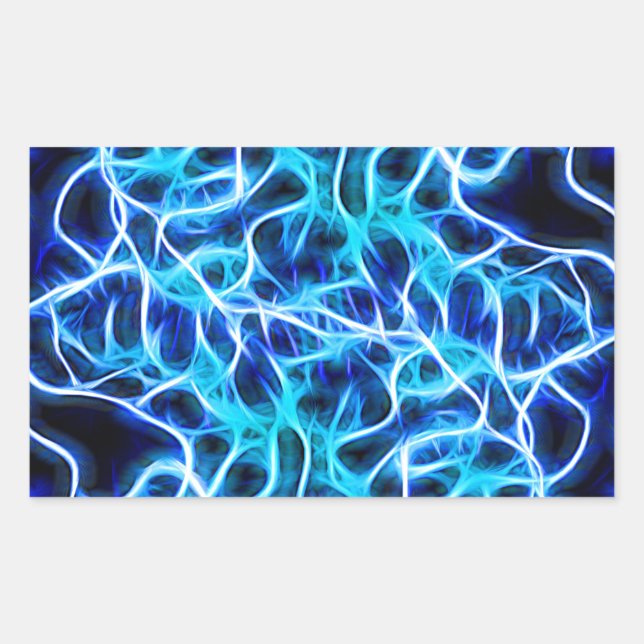 Electric Neon Aqua Blue Teal Lightning Rectangular Sticker (Front)