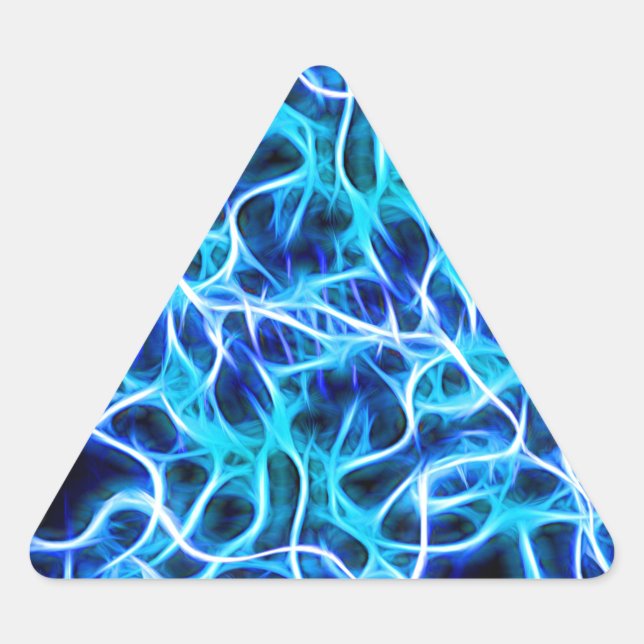 Electric Neon Aqua Blue Teal Lightning Triangle Sticker (Front)
