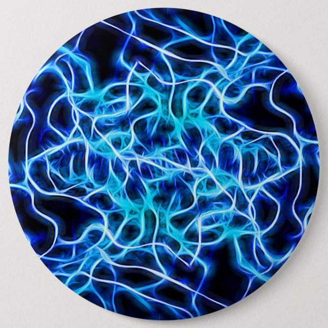 Electric Neon Blue Tesla Coil Lightning 6 Cm Round Badge (Front)
