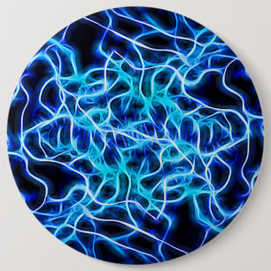 Electric Neon Blue Tesla Coil Lightning 6 Cm Round Badge