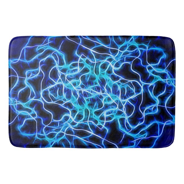 Electric Neon Blue Tesla Coil Lightning Bath Mat (Front)