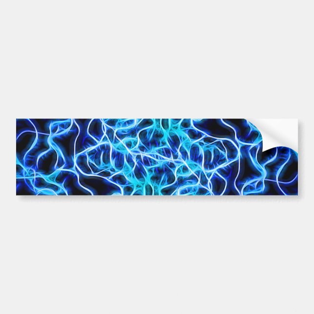 Electric Neon Blue Tesla Coil Lightning Bumper Sticker (Front)