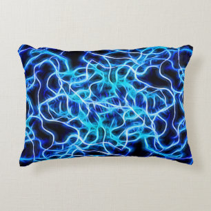 Electric Neon Blue Tesla Coil Lightning Decorative Cushion