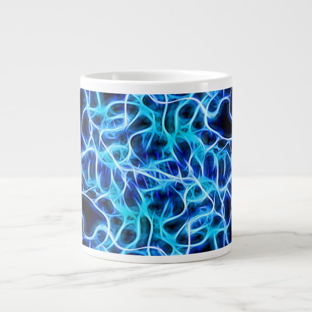 Electric Neon Blue Tesla Coil Lightning Large Coffee Mug (Front)