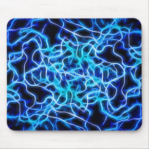 Electric Neon Blue Tesla Coil Lightning Mouse Pad