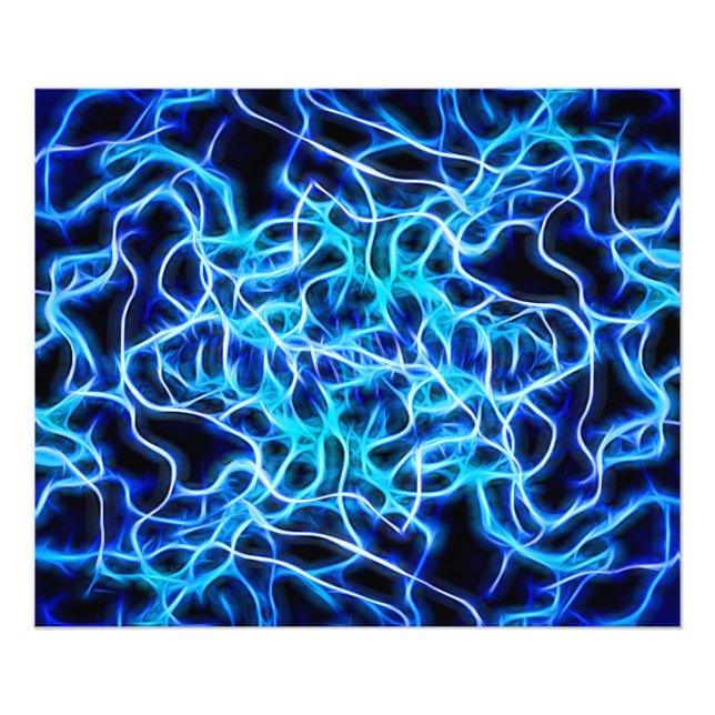 Electric Neon Blue Tesla Coil Lightning Photo Print (Front)