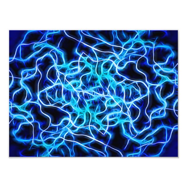 Electric Neon Blue Tesla Coil Lightning Photo Print (Front)