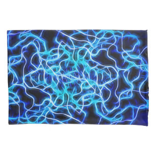 Electric Neon Blue Tesla Coil Lightning Pillowcase