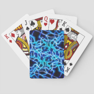 Electric Neon Blue Tesla Coil Lightning Playing Cards