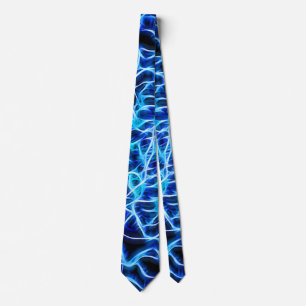 Electric Neon Blue Tesla Coil Lightning Tie