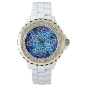 Electric Neon Blue Tesla Coil Lightning Watch