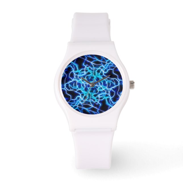Electric Neon Blue Tesla Coil Lightning Watch (Front)
