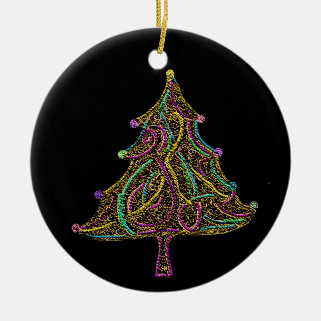 Electric Neon Christmas Tree Ornament (Front)