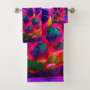 Electric Neon Dragon Fruit Bath Towel Set
