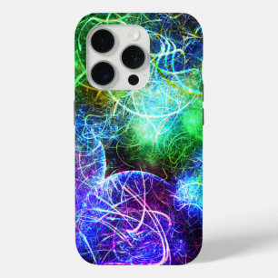Electric Neon Energy Fractal Art iPhone 15 Pro Case