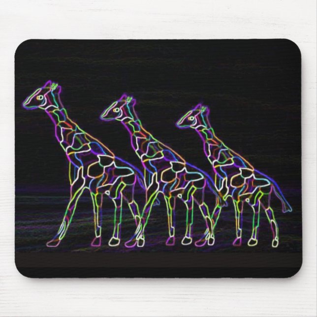 Electric Neon Giraffes Mouse Pad (Front)