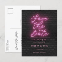 Electric Neon Glow Light Save the Date Invitation 