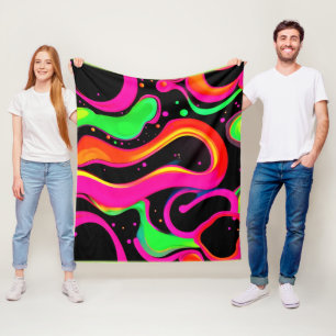 Electric Neon Liquid Splatter Fleece Blanket