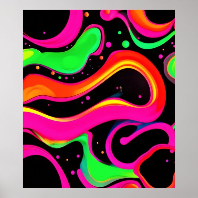 Electric Neon Liquid Splatter Poster (Front)