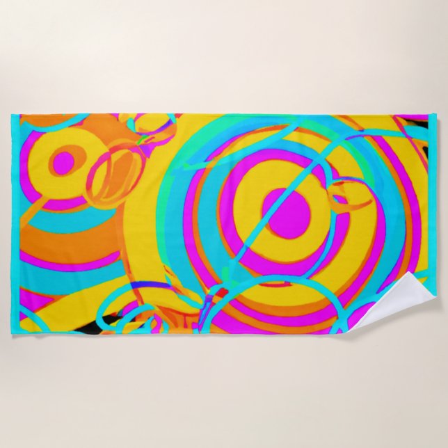 Electric Neon Pattern Art Design Beach Towel (Front)