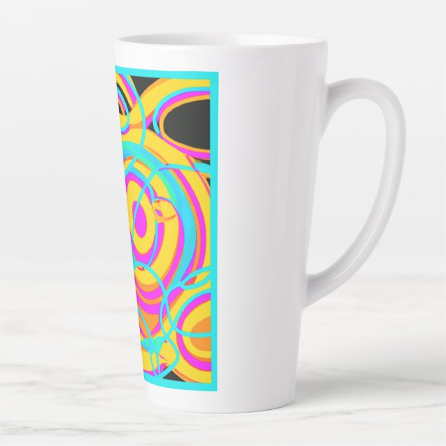 Electric Neon Pattern Art Design Latte Mug (Right)