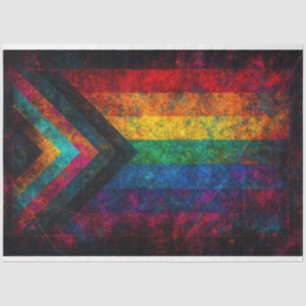 Electric Neon Progressive Pride Flag Decoupage  Tissue Paper