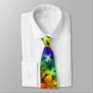 Electric Neon Psychedelic Colourful Fractal Tie