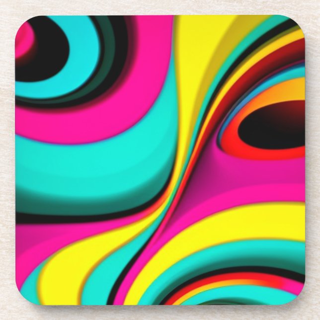 Electric neon psychedelic design coaster (Front)
