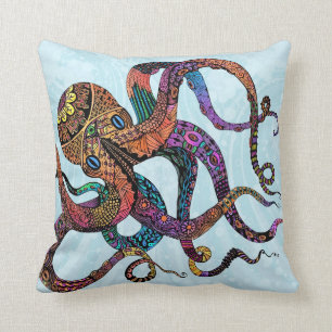 Electric Octopus Throw Pillows