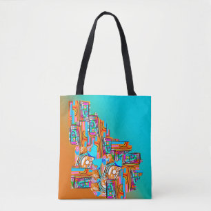 Electric Orange & Turquoise Dreams — Abstract Pop Tote Bag
