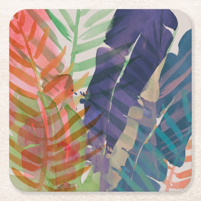 Electric Palms Square Paper Coaster (Front)