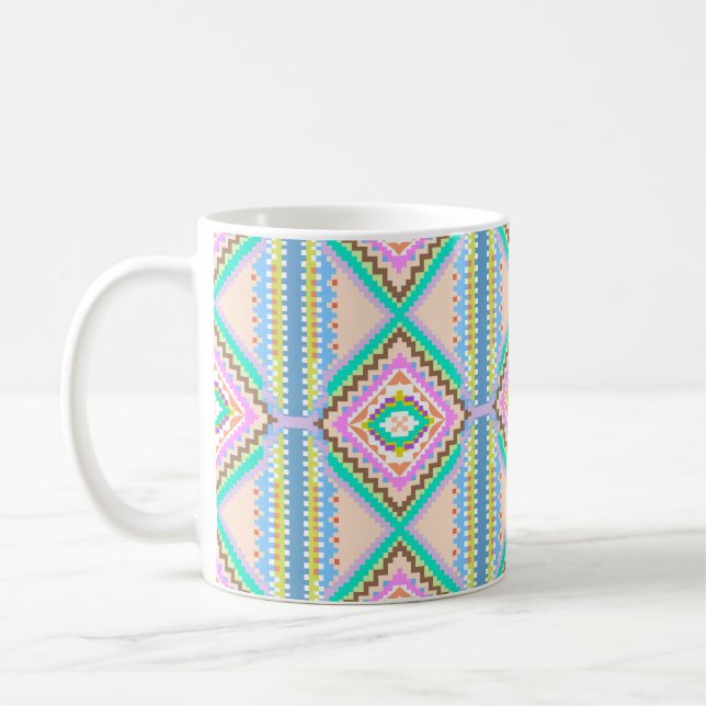 Electric Pastel Dream Kaleidoscope Coffee Mug (Left)