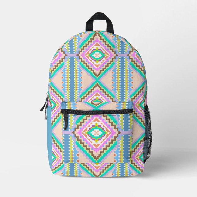 Electric Pastel Dream Kaleidoscope Printed Backpack (Front)