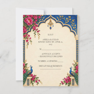 Electric Peacock Palace Garden RSVP Card