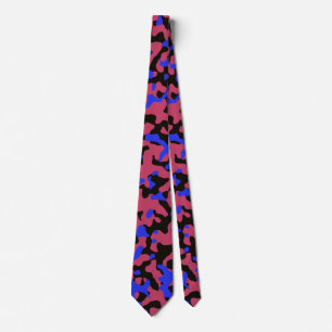 Electric Pink and Blue Camouflage with Black Tie