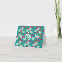 Electric Pink Deep Teal Floral Custom Stationery