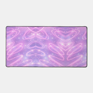 Electric pink neon scribbles AI art Desk Mat