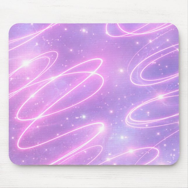 Electric pink neon scribbles AI art  Mouse Pad (Front)