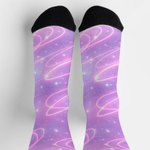 Electric pink neon scribbles AI art Socks