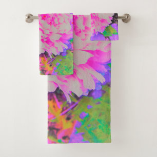 Electric Pink Peonies in the Colourful Garden Bath Towel Set
