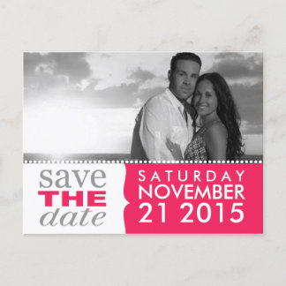Electric Pink Sweet Beginnings Save the Date Photo Announcement Postcard