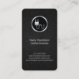 Electric Plug BlackGrunge Electrician BusinessCard Business Card