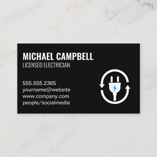 Electric Plug Icon Business Card (Front)